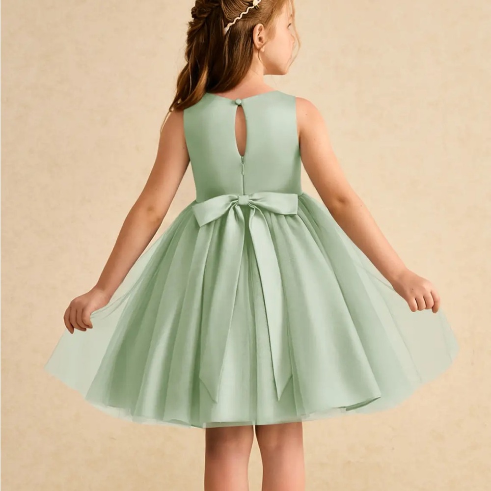 Azazie “Prima” Dusty Sage Green Flower Girl Dress, 3T - Picture 2 of 6